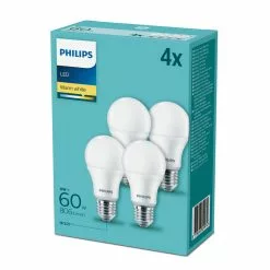 Philips LED 60W Standard E27 Varm Hvid Forsted 4-discount Stkke - 8718696829974 -Indendørs Belysning Salgsbutik philips led 60w standard e27 varm hvid forsted 4 discount stkke 8718696829974 1