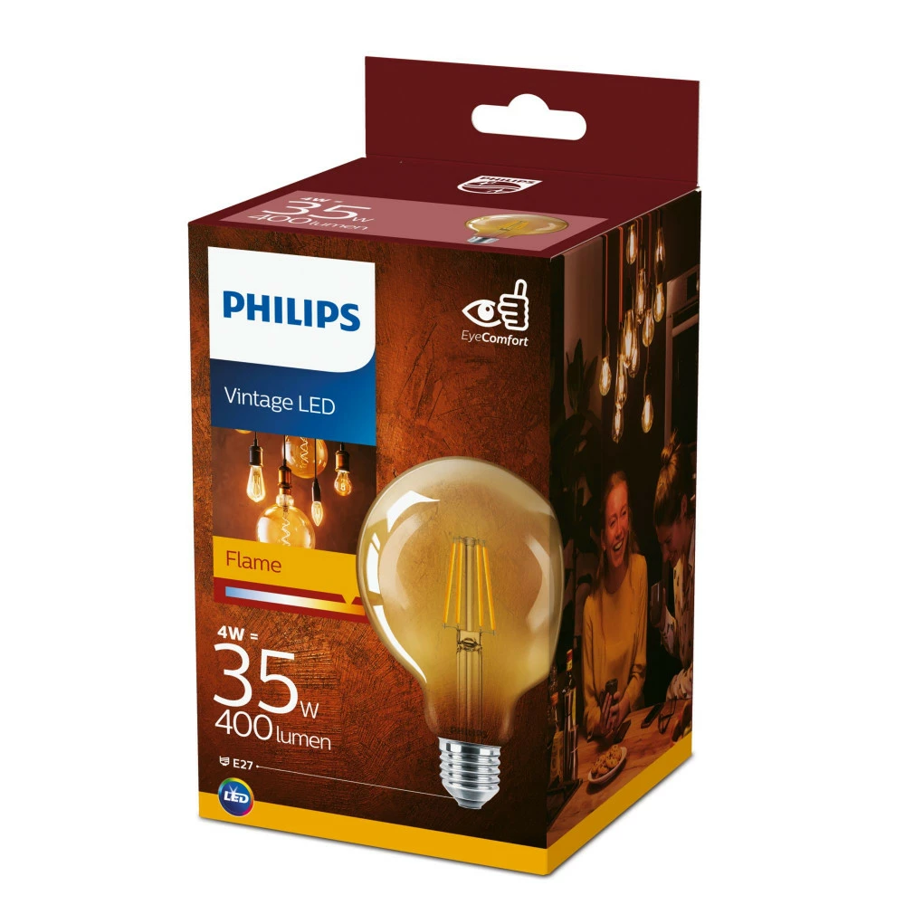Philips LED Classic Filament 35W Globe E27 Guld Ikke Dæmpbar 1 Stk - 8718699673604 4 Philips LED Classic Filament 35W Globe E27 Guld Ikke Dæmpbar 1 Stk - 8718699673604 - Billede 2