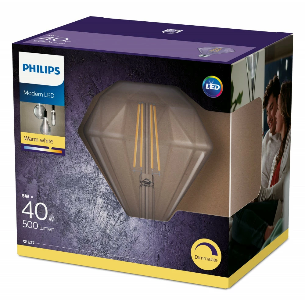 Philips LED Classic Giant Filament 30W Stor Diamant E27 Smoky Dæmpbar 1 Stk - 8718699593537 4 Philips LED Classic Giant Filament 30W Stor Diamant E27 Smoky Dæmpbar 1 Stk - 8718699593537 - Billede 2