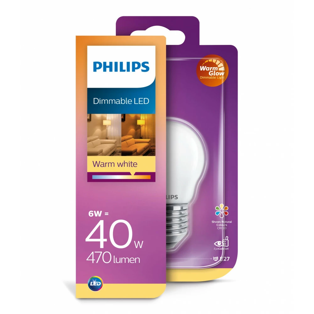 Philips LED Glas Krone 40W E27 Warm Glow Mat Dæmpbar 1 Stk - 8718699697211 - UDGÅET VARE 4 Philips LED Glas Krone 40W E27 Warm Glow Mat Dæmpbar 1 Stk - 8718699697211 - UDGÅET VARE - Billede 2