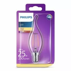 Philips LEDClassic Filament 25W Bøjet Top E14 Varm Hvid Klar Ikke Dæmpbar 1 Stk - 8718696573877 -Indendørs Belysning Salgsbutik philips ledclassic filament 25w bjet top e14 varm hvid klar ikke daempbar 1 stk 8718696573877 1