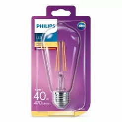 Philips LEDClassic Filament 40W ST64 E27 Varm Hvid Klar Ikke Dæmpbar 1 Stk - 8718696807897 -Indendørs Belysning Salgsbutik philips ledclassic filament 40w st64 e27 varm hvid klar ikke daempbar 1 stk 8718696807897 1