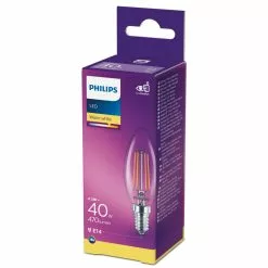 Philips LEDClassic Kerte Filament 40W E14 Varm Hvid Klar Ikke Dæmpbar 1-stk - 8718699665562 -Indendørs Belysning Salgsbutik philips ledclassic kerte filament 40w e14 varm hvid klar ikke daempbar 1 stk 8718699665562 1