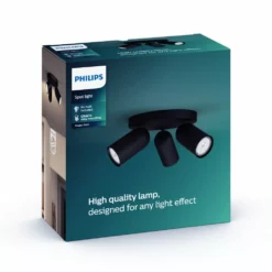 Philips Signify Philips MyLiving PONGEE Plate/spiral Sort 3xNW - 8718696164846 -Indendørs Belysning Salgsbutik philips myliving pongee platespiral sort 3xnw 8718696164846 2