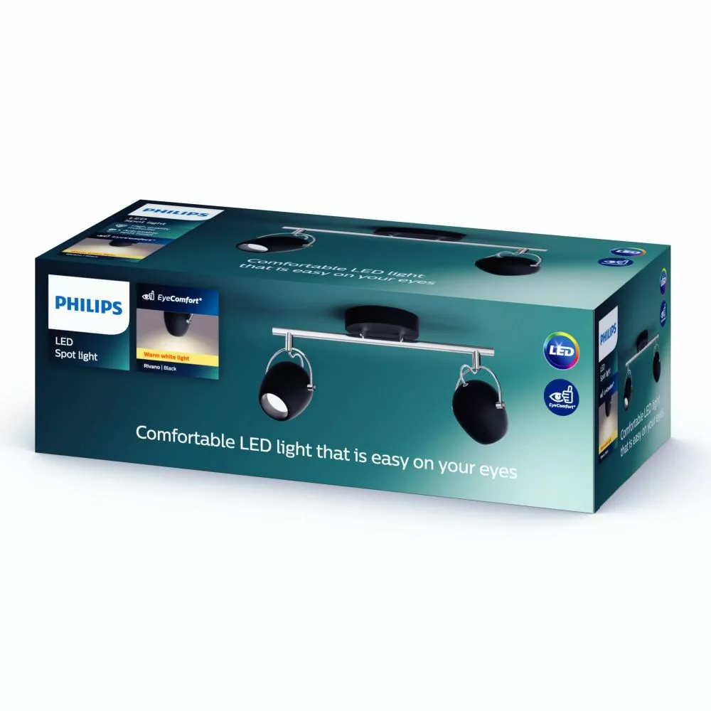 Philips Signify Philips MyLiving RIVANO Bar/tube Sort 2x4.3W SELV - 8718696169636 4 Philips Signify Philips MyLiving RIVANO Bar/tube Sort 2x4.3W SELV - 8718696169636 - Billede 2