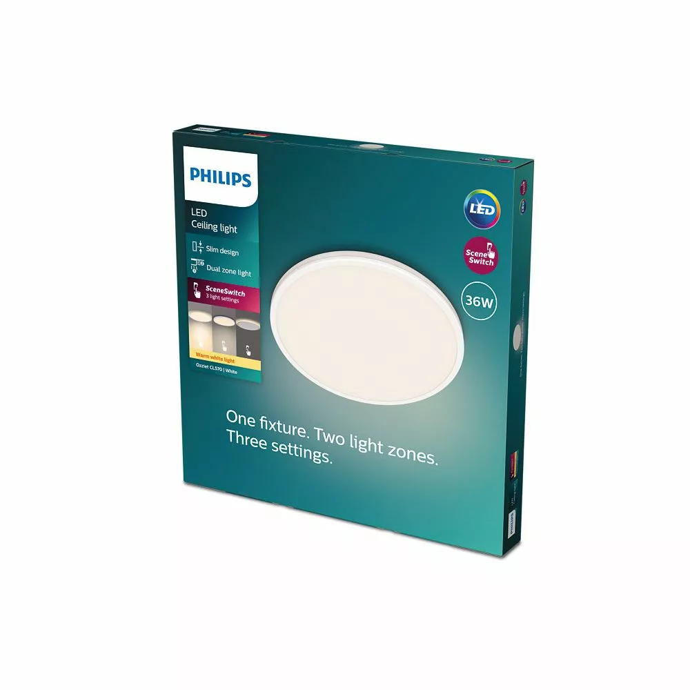 Philips Signify Philips Ozziet Funktionel LED Loftlampe I Hvid Plastik - CL570 RD 36W 27K W HV 06 Rustfritstål 5 Philips Signify Philips Ozziet Funktionel LED Loftlampe I Hvid Plastik - CL570 RD 36W 27K W HV 06 Rustfritstål - Billede 3