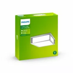Philips Signify Philips Skies Firkantet Væg- Og Loftlampe I Grå Aluminium - 2x42W 230V -Indendørs Belysning Salgsbutik philips skies firkantet vaeg og loftslampe i gra aluminium 2x42w 230v 4