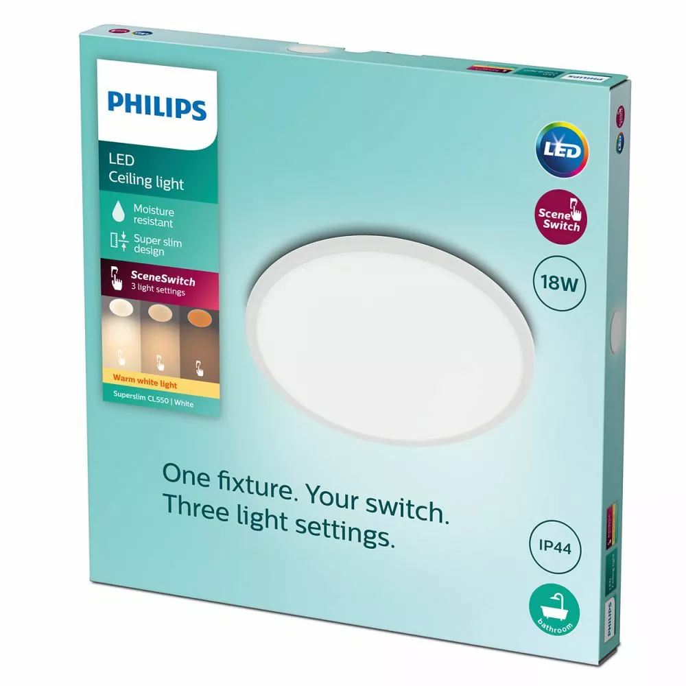 Philips Signify Philips Superslim Funktionel LED Loftlampe I Hvid Metal/plastik - CL550 RD 18W 27K W WVIP4406 Rustfritstål 7 Philips Signify Philips Superslim Funktionel LED Loftlampe I Hvid Metal/plastik - CL550 RD 18W 27K W WVIP4406 Rustfritstål - Billede 5
