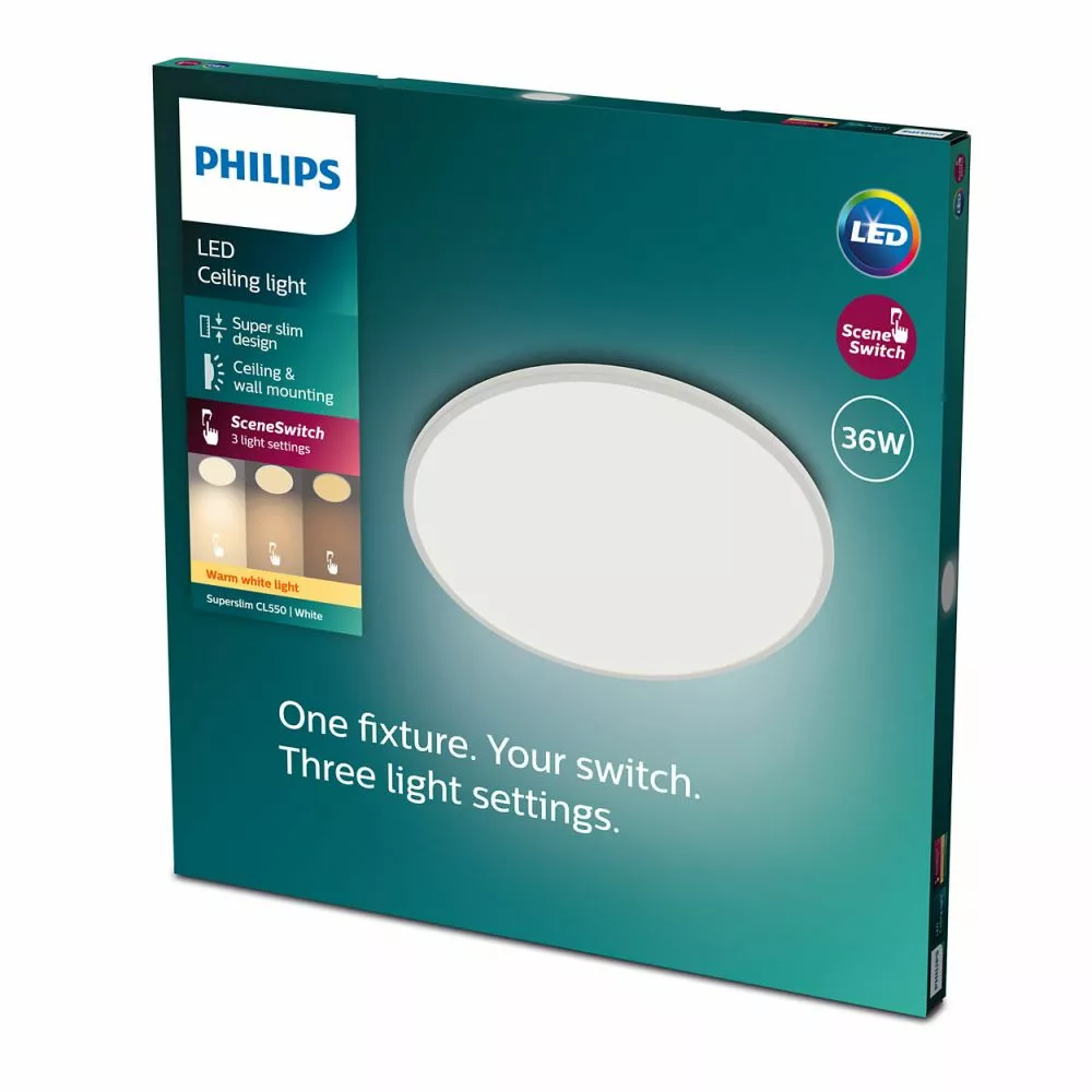 Philips Signify Philips Superslim Funktionel Loftlampe I Hvid Rustfritstål- CL550 RD 36W 27K W WV 06 7 Philips Signify Philips Superslim Funktionel Loftlampe I Hvid Rustfritstål- CL550 RD 36W 27K W WV 06 - Billede 5