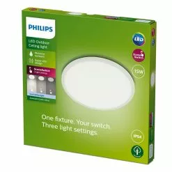 Philips Signify Philips SuperSlim LED Udendørsloftslampe I Hvid Rustfritstål- W 15W 40K White IP54 -Indendørs Belysning Salgsbutik philips superslim led udendrsloftslampe i hvid rustfristal w 15w 40k white ip54 4